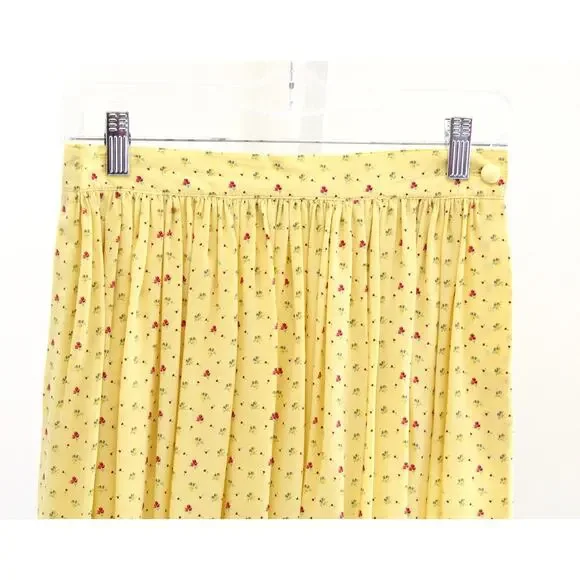 Vtg Escada Yellow Ditsy Floral Pleated Ruffle Hem Peasant Skirt Size 42 / S ? - Picture 4 of 9